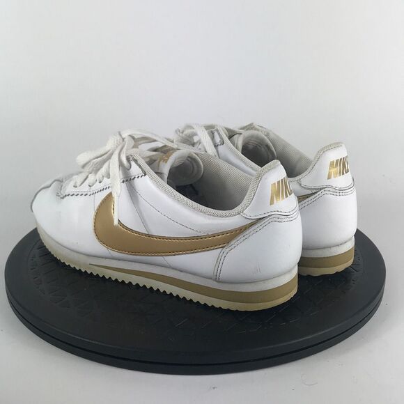 Nike Classic Cortez White/Gold Leather Shoes 807471-106 Women’s Size 7.5 - Picture 7 of 12